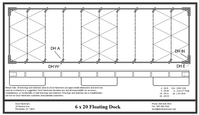 6 X 20 Floating Dock Kit – Dock Hardware